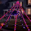 imageJOYIN Halloween Spider Decoration Outdoor with Web Lights 5Ft Giant Lightup Spiders and 164Ft Triangular Web Decor with 130 LED Lights 8 Lighting Modes for Yard Home Parties Haunted House Prop
