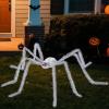 imageJOYIN Halloween Spider Decorations Outdoor 5 Ft Giant Disco Ball Silver Spider with Red Eyes for Yard Lawn Garden Halloween Outside Decor Indoor Haunted House Prop and Party Decor HomeSilver