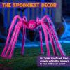 imageJOYIN Halloween Spider Decorations Outdoor 5 Ft Giant Disco Ball Silver Spider with Red Eyes for Yard Lawn Garden Halloween Outside Decor Indoor Haunted House Prop and Party Decor HomePink