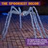 imageJOYIN Halloween Spider Decorations Outdoor 5 Ft Giant Disco Ball Silver Spider with Red Eyes for Yard Lawn Garden Halloween Outside Decor Indoor Haunted House Prop and Party Decor HomeSilver