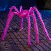 imageJOYIN Halloween Spider Decorations Outdoor 5 Ft Giant Disco Ball Silver Spider with Red Eyes for Yard Lawn Garden Halloween Outside Decor Indoor Haunted House Prop and Party Decor HomePink