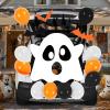 imageJOYIN Halloween Trunk Or Treat Car Decorations Kit for SUV Outdoor White Ghost Decor Haunted House Archway Sticker with Balloons for Car Garage Door Entryway
