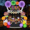 imageJOYIN Halloween Trunk Or Treat Car Stickers Decorations Kit for SUV Outdoor Decor Lollipops Candy Land Balloons for Garage Door Archway Entryway Haunted House Banner Paper Fans