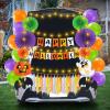imageJOYIN Halloween Trunk or Treat Car Decorations Kit with Happy Themed Design Garage Archway Decor with Banner Paper Fans Balloons Tassel and Pumpkin Stickers