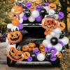 imageJOYIN Halloween Trunk or Treat Car Pumpkin Decoration Kit with Spider Bat Wing Skeleton Peppermint Foil Balloons for SUV Archway Garage House Outdoor Decor