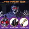 imageJOYIN Halloween Zombie Decorations Outdoor Halloween Groundbreaker Outside Decor Hanging Zombie Prop with Green Face and Lighted Eyes for Graveyard Haunted House Lawn Yard Indoor Decor