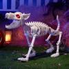 imageJOYIN Howling Wolf Skeletons Halloween Decorations 34 Skeleton Dog with Red LED Eyes AutoChin Opening and Closing Movable Posable Joints Animal Skeleton for Outdoor Indoor Garden Graveyard Decor