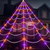 imageJOYIN Lightup Halloween Spider Web Decoration Outdoor 197 x 147 FT Giant Triangular Web with LED Lights Timer Cobweb Decor with 8 Lighting Modes for Indoor Yard Porch Haunted House Prop197 x 147 FT