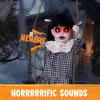 imageJOYIN Scary Halloween Decorations Outdoor Halloween Hanging Scary Swing Girl Decorations Winging White Doll with Creepy Sound and Light Up Eyes Sound Animatronics Hanging Decors ActivatedGhostly Black hair Girl