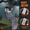 imageJOYIN Scary Halloween Decorations Outdoor Halloween Hanging Scary Swing Girl Decorations Winging White Doll with Creepy Sound and Light Up Eyes Sound Animatronics Hanging Decors ActivatedGhostly Black hair Girl