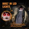 imageJOYIN Scary Halloween Decorations Outdoor Halloween Hanging Scary Swing Girl Decorations Winging White Doll with Creepy Sound and Light Up Eyes Sound Animatronics Hanging Decors ActivatedGhostly Black hair Girl