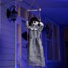 imageJOYIN Scary Halloween Decorations Outdoor Halloween Hanging Scary Swing Girl Decorations Winging White Doll with Creepy Sound and Light Up Eyes Sound Animatronics Hanging Decors ActivatedGhostly Black hair Girl