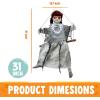 imageJOYIN Scary Halloween Decorations Outdoor Halloween Hanging Scary Swing Girl Decorations Winging White Doll with Creepy Sound and Light Up Eyes Sound Animatronics Hanging Decors ActivatedCreepy Brown hair Girl