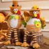 imageJOYIN Thanksgiving Decorations Stuffed Turkey Couple Doll 2 Pcs Tabletop Standing Turkey with Dangling Legs Gift for Autumn Fall Harvest Thanksgiving Decorations for Party Table Indoor Home