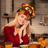 imageJOYIN Thanksgiving Pom Turkey Beanie Knitted Hat Thanksgiving Turkey Hat for Women ampamp ManThanksgiving Novelty HatsThanksgiving Costume Hats Halloween Costume Dress Up HatsThanksgiving Accessories