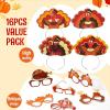 imageJOYIN Thanksgiving Turkey Headbands and Glasses Frame 16 Packs Holiday Headbands and Glasses Frame for Thanksgiving Party Favors AccessoriesOne Size Fits All Multicolored