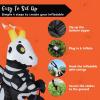 imageJoiedomi 5 FT Halloween Inflatables Skeleton Decor Outdoor Blow Up Decorations Sitting Skeleton Unicorn with LEDs for Halloween Decorations Outside Yard DecorSkeleton Dragon