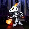 imageJoiedomi 5 FT Halloween Inflatables Skeleton Decor Outdoor Blow Up Decorations Sitting Skeleton Unicorn with LEDs for Halloween Decorations Outside Yard DecorSkeleton Dragon