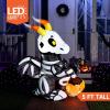 imageJoiedomi 5 FT Halloween Inflatables Skeleton Decor Outdoor Blow Up Decorations Sitting Skeleton Unicorn with LEDs for Halloween Decorations Outside Yard DecorSkeleton Dragon