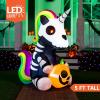 imageJoiedomi 5 FT Halloween Inflatables Skeleton Decor Outdoor Blow Up Decorations Sitting Skeleton Unicorn with LEDs for Halloween Decorations Outside Yard DecorSkeleton Unicorn