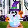 imageJoiedomi 5 FT Tall Halloween Inflatable Ghost Outdoor Decoration Inflatable Halloween Ghost Decor Outdoor with Rotating Light Blow Up Yard Decoration for Party Lawn Garden DecorCute Ghost