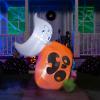imageJoiedomi 5 FT Tall Halloween Inflatables Outdoor Decorations Inflatable Cute Ghost Halloween Decor Outdoor Blow Up Ghost Lift Pumpkin Candy Bag with Buildin LEDs for Yard DecorationsGhost With Handheld Pumpkin Candy Bag