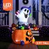imageJoiedomi 5 FT Tall Halloween Inflatables Outdoor Decorations Inflatable Cute Ghost Halloween Decor Outdoor Blow Up Ghost Lift Pumpkin Candy Bag with Buildin LEDs for Yard DecorationsGhost with Candy