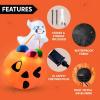 imageJoiedomi 5 FT Tall Halloween Inflatables Outdoor Decorations Inflatable Cute Ghost Halloween Decor Outdoor Blow Up Ghost Lift Pumpkin Candy Bag with Buildin LEDs for Yard DecorationsGhost with Pumpkin Candy Bag
