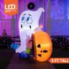 imageJoiedomi 5 FT Tall Halloween Inflatables Outdoor Decorations Inflatable Cute Ghost Halloween Decor Outdoor Blow Up Ghost Lift Pumpkin Candy Bag with Buildin LEDs for Yard DecorationsGhost with Pumpkin Candy Cauldron