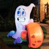 imageJoiedomi 5 FT Tall Halloween Inflatables Outdoor Decorations Inflatable Cute Ghost Halloween Decor Outdoor Blow Up Ghost Lift Pumpkin Candy Bag with Buildin LEDs for Yard DecorationsGhost with Pumpkin Candy Cauldron