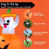 imageJoiedomi 5 FT Tall Halloween Inflatables Outdoor Decorations Inflatable Cute Ghost Halloween Decor Outdoor Blow Up Ghost Lift Pumpkin Candy Bag with Buildin LEDs for Yard DecorationsGhost with Pumpkin
