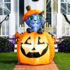 imageJoiedomi 5ft Tall Halloween Animated Inflatables Outdoor Decorations Inflatable Ghost on Pumpkin with LEDs Cute Blow Up Pumpkin Ghost Decor for Outside Yard Outdoor Lawn Garden Party DecorationCat