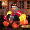 imageJoiedomi 6 FT Thanksgiving Inflatable Turkey Decorations LED Light Up Turkey with Pilgrim Hat Blow Up Decor for Thanksgiving Outdoor Decorations Halloween Inflatable for Yard GardenTurkey with Pilgrim Hat