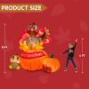 imageJoiedomi 6 FT Thanksgiving Inflatable Turkey Decorations LED Light Up Turkey with Pilgrim Hat Blow Up Decor for Thanksgiving Outdoor Decorations Halloween Inflatable for Yard GardenTurkey on Pumpkin