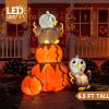 imageJoiedomi 6 FT Thanksgiving Inflatable Turkey Decorations LED Light Up Turkey with Pilgrim Hat Blow Up Decor for Thanksgiving Outdoor Decorations Halloween Inflatable for Yard GardenStacking Pumpkin Turkey