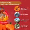 imageJoiedomi 6 FT Thanksgiving Inflatable Turkey Decorations LED Light Up Turkey with Pilgrim Hat Blow Up Decor for Thanksgiving Outdoor Decorations Halloween Inflatable for Yard GardenTurkey on Pumpkin