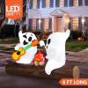 imageJoiedomi 6ft Long Halloween Inflatable Ghost Outdoor Decoration Cute Blow Up Ghost Roasts Cotton Candy Over Campfire with LED Halloween Blow Up Yard Decoration for Holiday Party Garden Lawn Decor