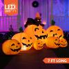 imageJoiedomi 7 FT Long Halloween Inflatables Pumpkin Outdoor Decorations 7 Pumpkins Outside Decoration with Witchs Cat with Buildin LEDs Blow Up Inflatables for Party Yard Lawn Garden Decor