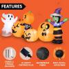 imageJoiedomi 8 ft Long Halloween Inflatable Three Characters and Pumpkin Patch Outdoor Decoration Blow Up Inflatables Witch Ghost Skeleton Yard Decorations with LEDs for Party Yard Lawn Garden DecorPumpkin Ghost