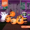 imageJoiedomi 8 ft Long Halloween Inflatable Three Characters and Pumpkin Patch Outdoor Decoration Blow Up Inflatables Witch Ghost Skeleton Yard Decorations with LEDs for Party Yard Lawn Garden DecorPumpkin Ghost