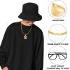 imageSpooktacular Creations 12 Pcs Hip Hop Costume Kit 80s 90s Rapper Fake Gold Chain Necklace Dollar Sign Accessories Outfit for Men Women Halloween Old School Rapper Cosplay Themed Party Supplies