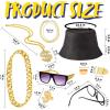 imageSpooktacular Creations 12 Pcs Hip Hop Costume Kit 80s 90s Rapper Fake Gold Chain Necklace Dollar Sign Accessories Outfit for Men Women Halloween Old School Rapper Cosplay Themed Party Supplies