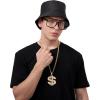 imageSpooktacular Creations 12 Pcs Hip Hop Costume Kit 80s 90s Rapper Fake Gold Chain Necklace Dollar Sign Accessories Outfit for Men Women Halloween Old School Rapper Cosplay Themed Party Supplies