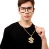 imageSpooktacular Creations 12 Pcs Hip Hop Costume Kit 80s 90s Rapper Fake Gold Chain Necklace Dollar Sign Accessories Outfit for Men Women Halloween Old School Rapper Cosplay Themed Party Supplies