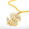 imageSpooktacular Creations 2 pcs Gold Dollar Chains Necklaces Money Pendant Chain Hip Hop Dollar Sign Necklace Jewelry Halloween Accessory for Men Women Dress Up Party