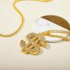 imageSpooktacular Creations 2 pcs Gold Dollar Chains Necklaces Money Pendant Chain Hip Hop Dollar Sign Necklace Jewelry Halloween Accessory for Men Women Dress Up Party