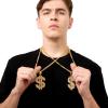 imageSpooktacular Creations 2 pcs Gold Dollar Chains Necklaces Money Pendant Chain Hip Hop Dollar Sign Necklace Jewelry Halloween Accessory for Men Women Dress Up Party