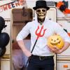 imageSpooktacular Creations 2PCS Halloween Skull Mask with Black Top Hat Scary Full Head Skeleton Creepy Realistic Biochemical Latex Mask for Men Women Kids Halloween Cosplay Costume Accessory