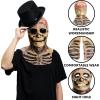 imageSpooktacular Creations 2PCS Halloween Skull Mask with Black Top Hat Scary Full Head Skeleton Creepy Realistic Biochemical Latex Mask for Men Women Kids Halloween Cosplay Costume Accessory