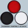 imageSpooktacular Creations 3PCS Halloween Makeup Face Body Paint Waterproof Foundation Cream Cake Tub Halloween Party Cosplay Clown Sfx Costume Dress Up Makeup for Adult1 Oz Each White Black Red